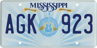 MS license plate AGK923