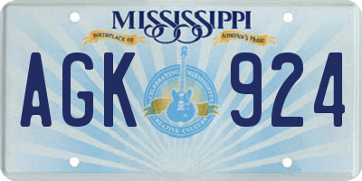 MS license plate AGK924