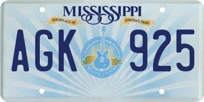MS license plate AGK925