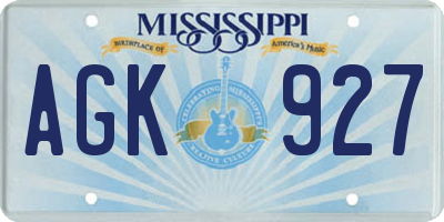 MS license plate AGK927