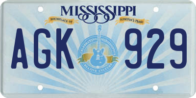 MS license plate AGK929