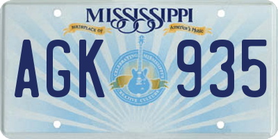 MS license plate AGK935