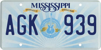 MS license plate AGK939