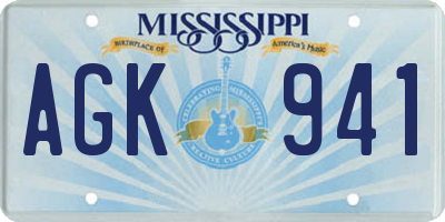 MS license plate AGK941