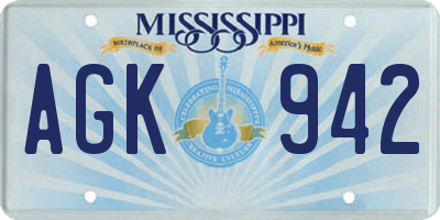 MS license plate AGK942