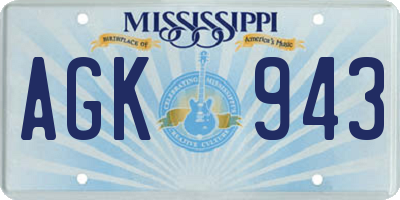 MS license plate AGK943