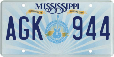 MS license plate AGK944