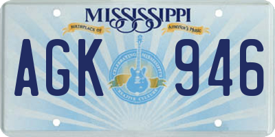 MS license plate AGK946