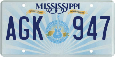 MS license plate AGK947