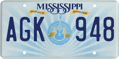 MS license plate AGK948