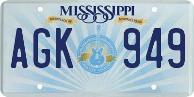 MS license plate AGK949