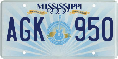 MS license plate AGK950