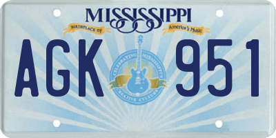 MS license plate AGK951