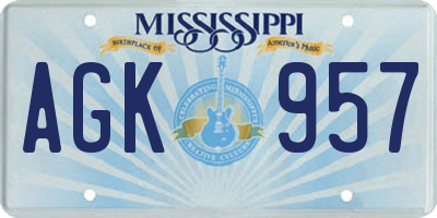 MS license plate AGK957