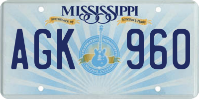 MS license plate AGK960