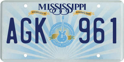 MS license plate AGK961