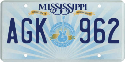 MS license plate AGK962