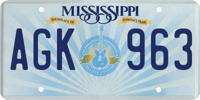 MS license plate AGK963
