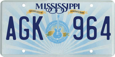 MS license plate AGK964