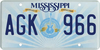 MS license plate AGK966