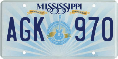 MS license plate AGK970