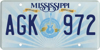 MS license plate AGK972