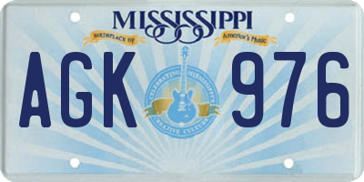 MS license plate AGK976