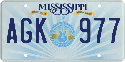 MS license plate AGK977