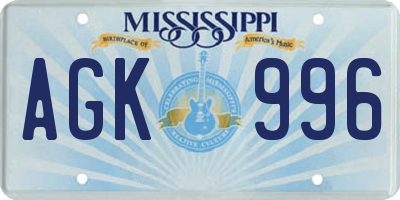MS license plate AGK996