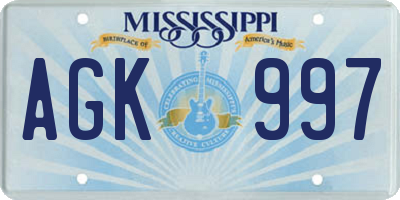 MS license plate AGK997