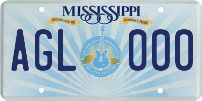 MS license plate AGL000
