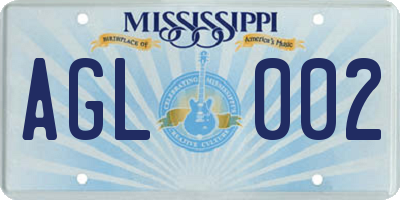MS license plate AGL002
