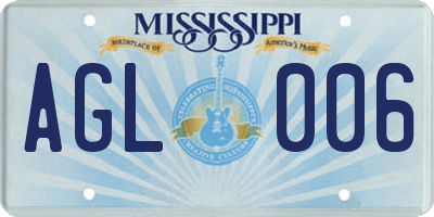 MS license plate AGL006