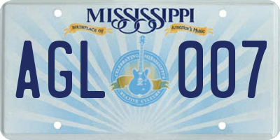 MS license plate AGL007