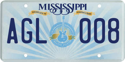 MS license plate AGL008