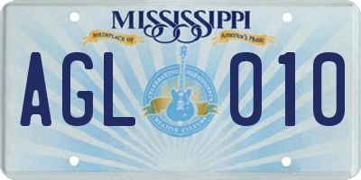 MS license plate AGL010