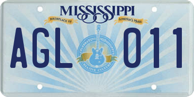 MS license plate AGL011