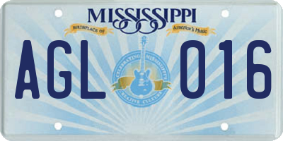 MS license plate AGL016