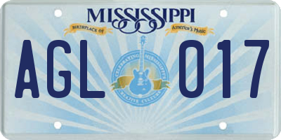 MS license plate AGL017