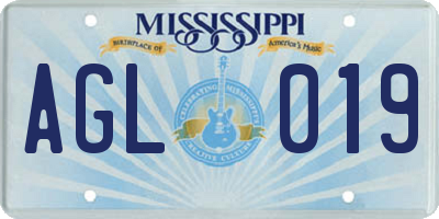 MS license plate AGL019