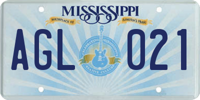 MS license plate AGL021