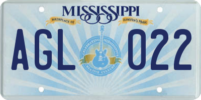 MS license plate AGL022