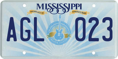 MS license plate AGL023