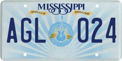 MS license plate AGL024