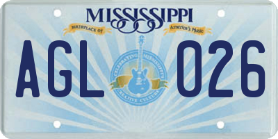 MS license plate AGL026