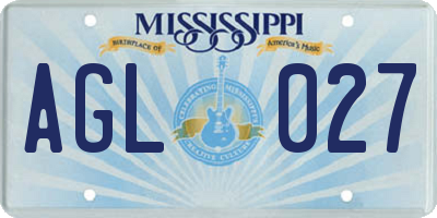 MS license plate AGL027