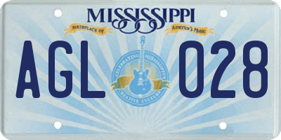 MS license plate AGL028