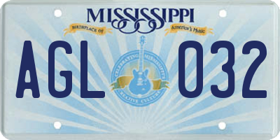 MS license plate AGL032