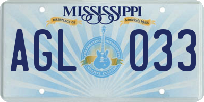 MS license plate AGL033