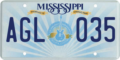 MS license plate AGL035